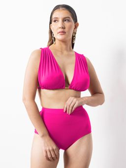 AOBA - V-Neck High-Waist Bikini Set