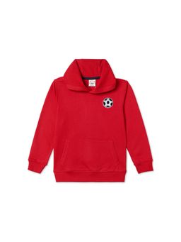 ZION - Boys Hooded Sweatshirt with Football Applique-Dark Red