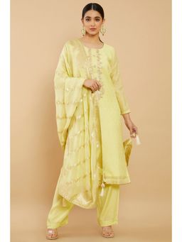 Soch - Women Green Organza Embroidered Unstiched Dress Material (Set of 3)