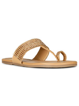 Bata - Women Embellished Casual Flats- Gold