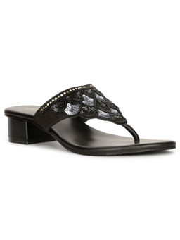 Bata - Women Slip-On Embellished Heels- Black
