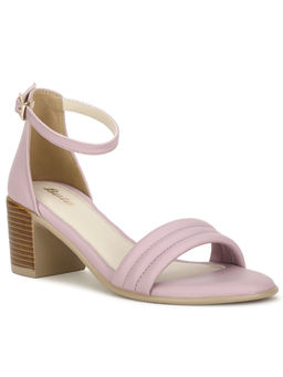 Bata - Women Buckle Self- Design Heels- Lilac