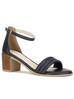 Bata - Women Buckle Self- Design Heels- Blue