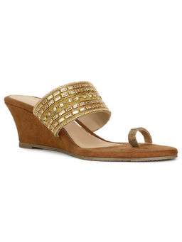 Marie Claire - Women Slip-On Embellished Wedges- Gold