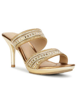 Bata - Women Slip-On Embellished Heels- Gold