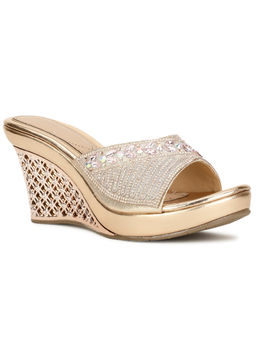 Marie Claire - Women Slip-On Embellished Wedges- Rose Gold
