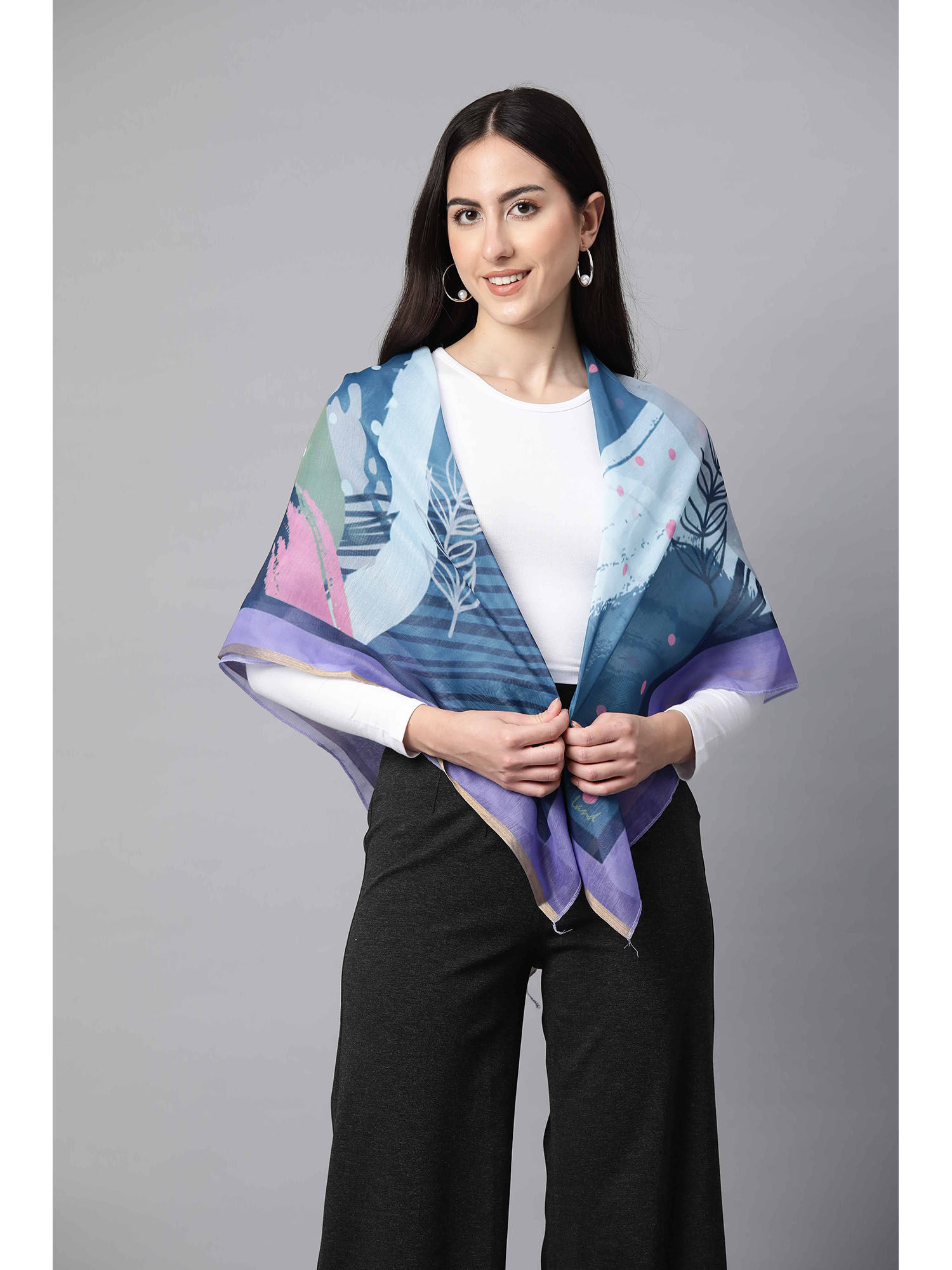 silk land Multi-Color Women's Digital Printed Scarf-picture-19