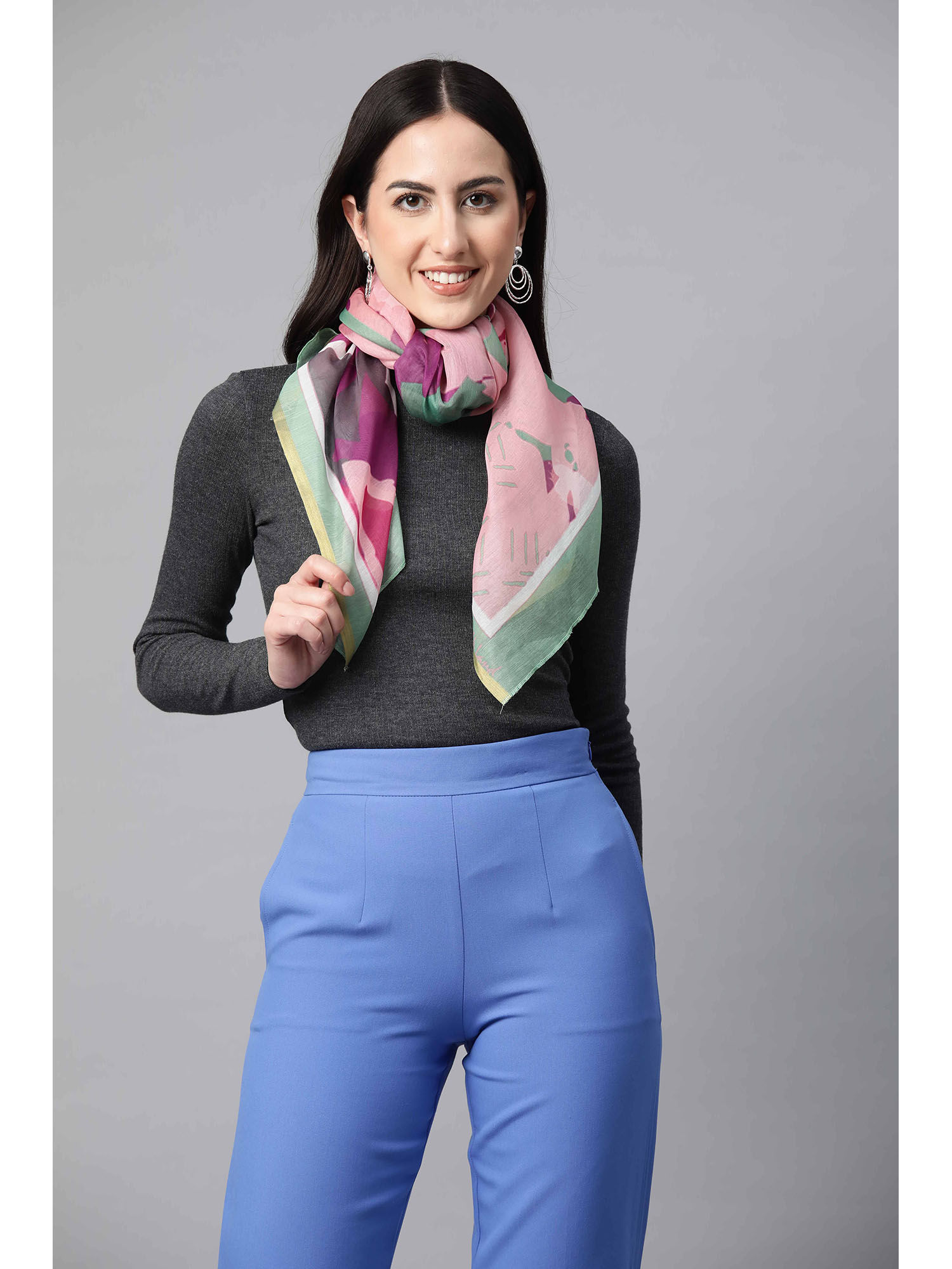 silk land Peach-Mint Women's Digital Printed Scarf-picture-24