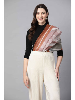 Silk Land - Beige-Brown Women's Digital Printed Scarf