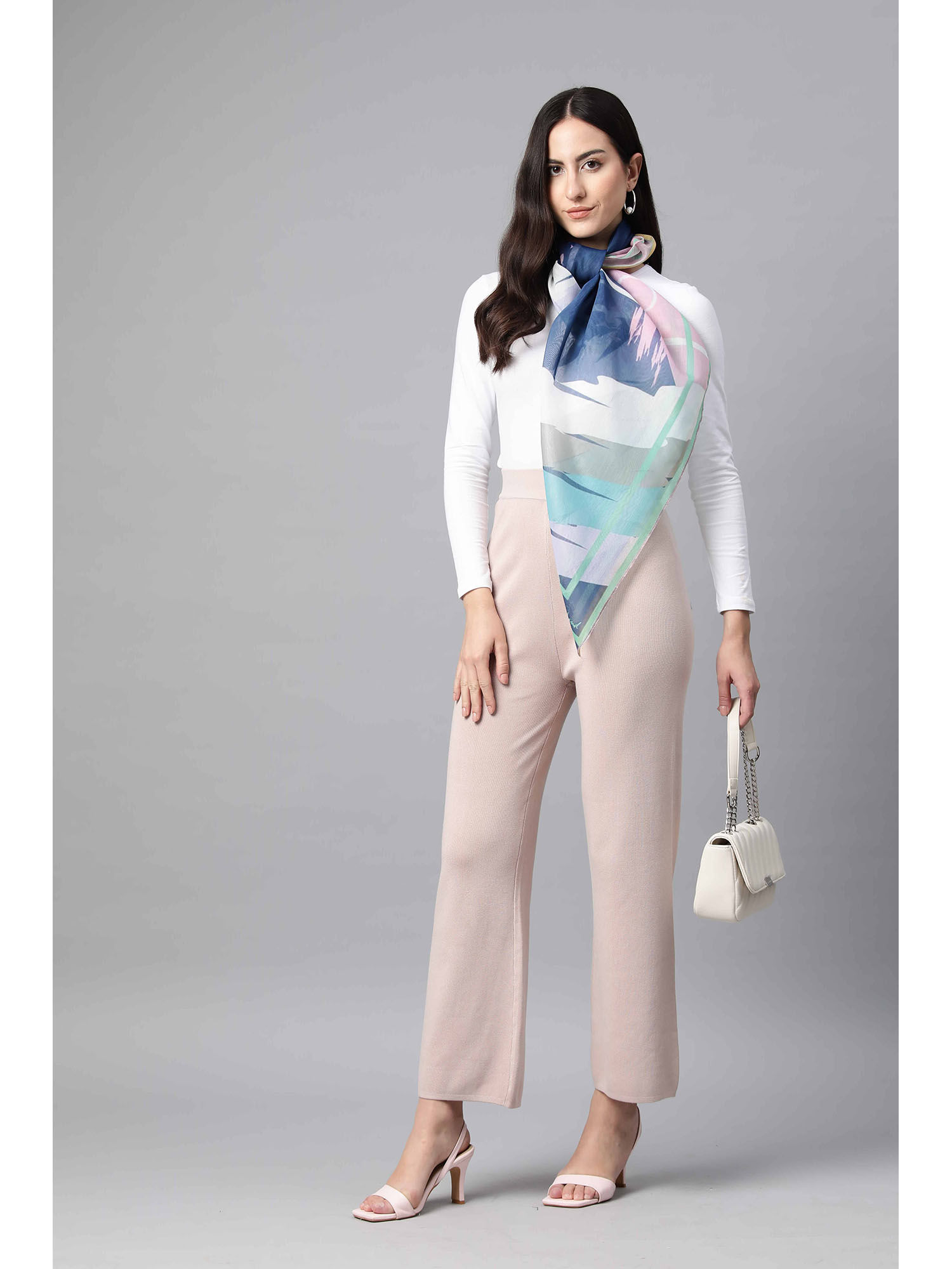 silk land White-Navy Blue Women's Digital Printed Scarf-picture-21