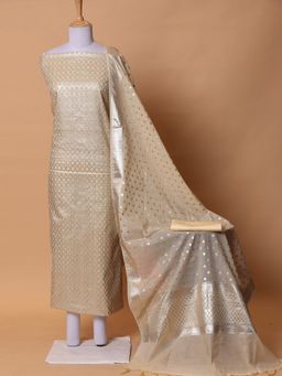 Zari Jaipur - Cream Banarasi Silk Fabric with Zari (Set of 3)