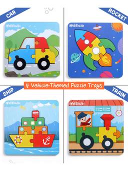 Intelliskills - Premium 3D Pick N Fix - Vehicles Wooden Jigsaw Puzzle For Kids