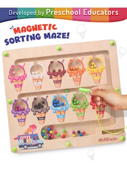 Intelliskills - 3-In-1 Ice-Cream Magnetic Maze Board Game