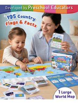 Intelliskills - 195 Country Flags & Facts Flashcards