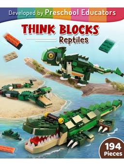Intelliskills - Think Blocks: 3-In-1 Reptiles Construction & Building Animals Set