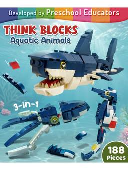 Intelliskills - Think Blocks: 3-In-1 Aquatic Animals Construction & Building Set