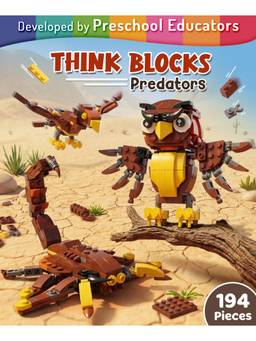 Intelliskills - Think Blocks: 3-In-1 Predators Construction & Building Animals Top