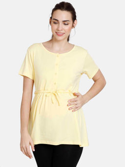 Zivame - Coucou Bamboo Maternity & Feeding Top With Front Open Button - Pastel Yellow