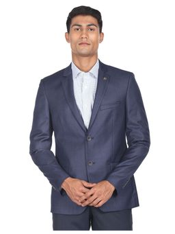 AD By Arvind - Men Navy Blue Regular Fit Solid Twill Blazer