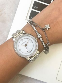 Joker and Witch - Joker & Witch Rebecca Silver Watch Bracelet Stack (L)