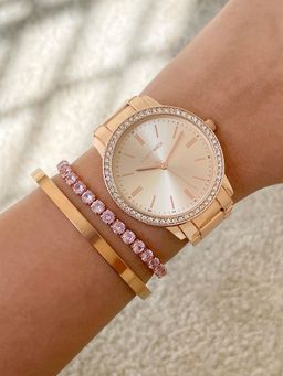 Joker and Witch - Joker & Witch Lancia Rose Gold Watch Bracelet Stack Set of 3 (L)