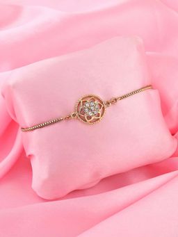 Estele - Gold Plated Blissful Floral Bracelet with Austrian Crystals for Women