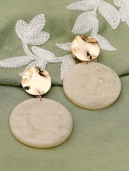 Lilly & Sparkle - White Marbled Circular Drop Earrings