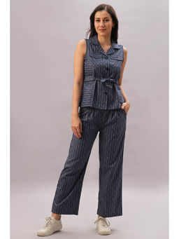 Tuna London - Navy Blue Stripe Stylish Cotton for Effortless Comfort Co-Ord (Set of 2)