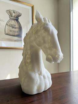 Sun Mun Decors - Marble Finish Horse Head Sculpture, White