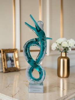 Sun Mun Decors - Infinity Dance Couple Crystal Glass Showpiece, Modern Art Sculpture