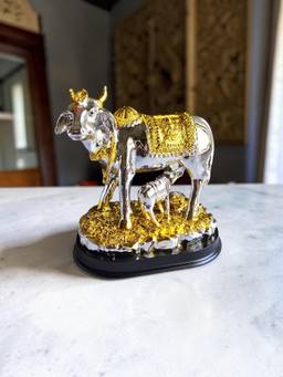 Sun Mun Decors - Chrome Kaamdhenu Cow Showpiece, Large
