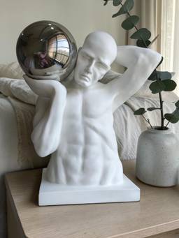 Sun Mun Decors - Atlas Strength Sculpture with Chrome Sphere