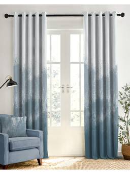 CASABLEU - Aurex Dusty Blue Whiteout Room Darkening Curtains (Pack of 2)