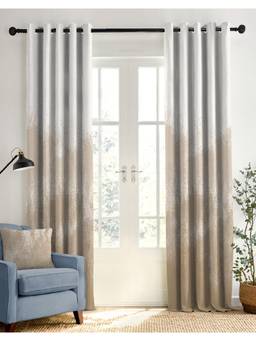 CASABLEU - Aurex Light Brown Whiteout Room Darkening Curtains (Pack of 2)