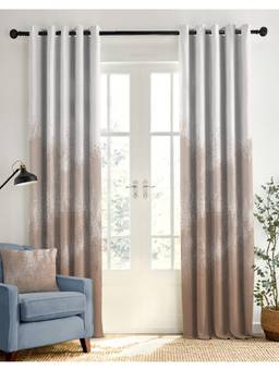 CASABLEU - Aurex Soft Brown Whiteout Room Darkening Curtains (Pack of 2)