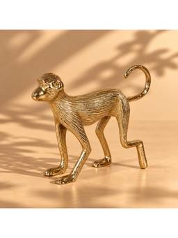 CASA DECOR - Gold Aluminium Monkey Figurine Showpiece for Tabletop