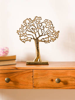 CASA DECOR - Gold Aluminium Tree Sculpture Showpiece for Tabletop
