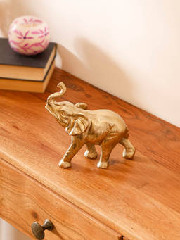 CASA DECOR - Gold Aluminium Elephant Figurine Showpiece for Tabletop and Shelf