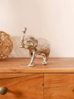 CASA DECOR - Silver Aluminium Elephant Figurine Showpiece for Tabletop