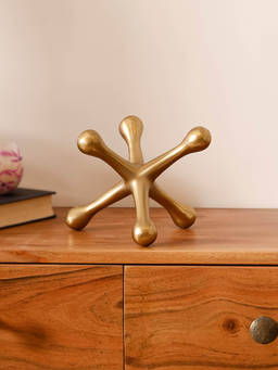 CASA DECOR - Gold Aluminium Jack Sculpture Showpiece for Tabletop and Shelf