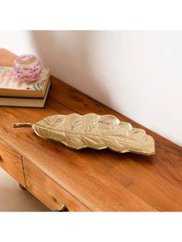CASA DECOR - Gold Aluminium Leaf Decorative Tray for Tabletop and Console