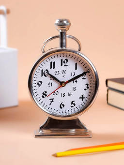 CASA DECOR - Silver Table Clock Vintage Desk Clock