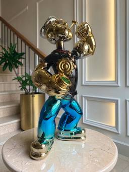 Sun Mun Decors - Chrome Pop Art Popeye Showpiece, 74.5 cm Luxury Electroplated Sculpture