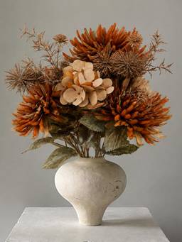 Aarvi Decor - Silk Artificial Chrysanthemum Flower bunch & Decorative Bouquet Orange