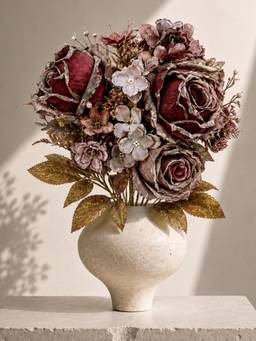 Aarvi Decor - Silk Artificial Premium Vintage Cloud Rose Decorative Bouquet Pink
