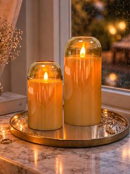 Aarvi Decor - Gold Decorative Flameless Battery Operated LED Candle Light-Small