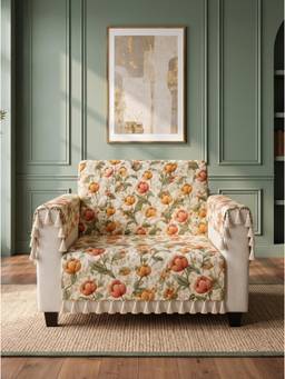RIVERMOOR - Meadow Tulips Velvet Sofa Cover Set with Tassels, Multicolor
