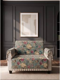 RIVERMOOR - Timeless Blossom Velvet Sofa Cover Set with Tassels, Multicolor