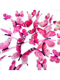 Special You - Pink Butterfly Wall Stickers for Home and Living Room Decor, 12 Pieces