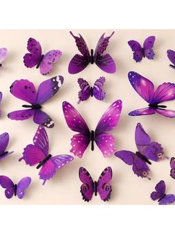 Special You - Purple Butterfly Wall Stickers for Home and Living Room Decor, 12 Pieces